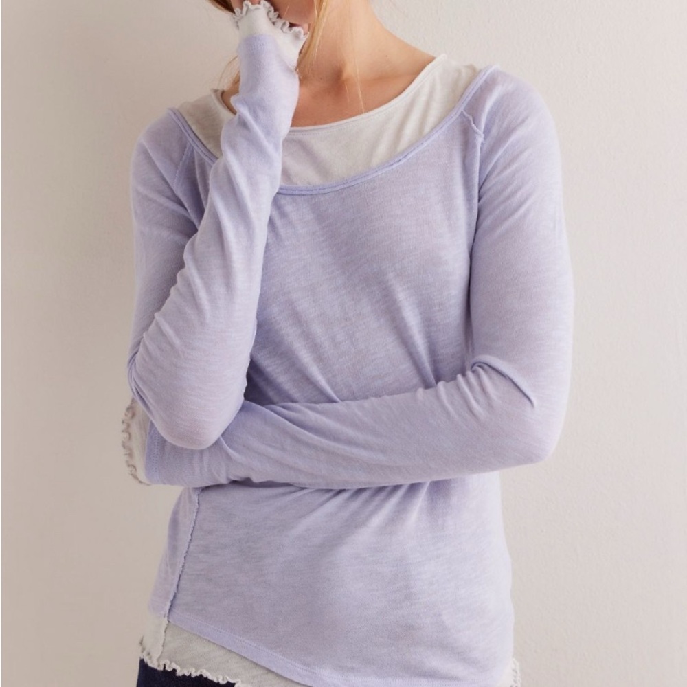 FREE PEOPLE WE THE FREE TWO'S A CHARM LONG SLEEVE TOP - Picture 1 of 7